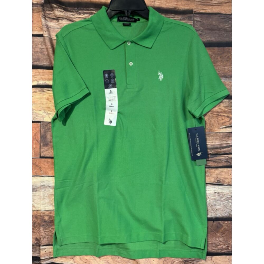 NWT US Polo Assn Shirt Mens Small Green Performance Pique Short Sleeve New Tag